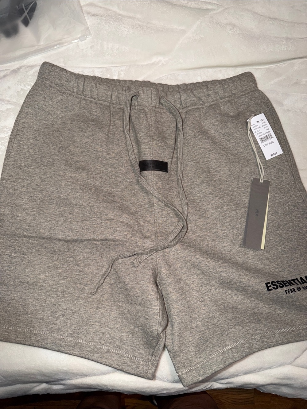 ESSENTIALS Men's dark oatmeal Drawstring Sweat Shorts
